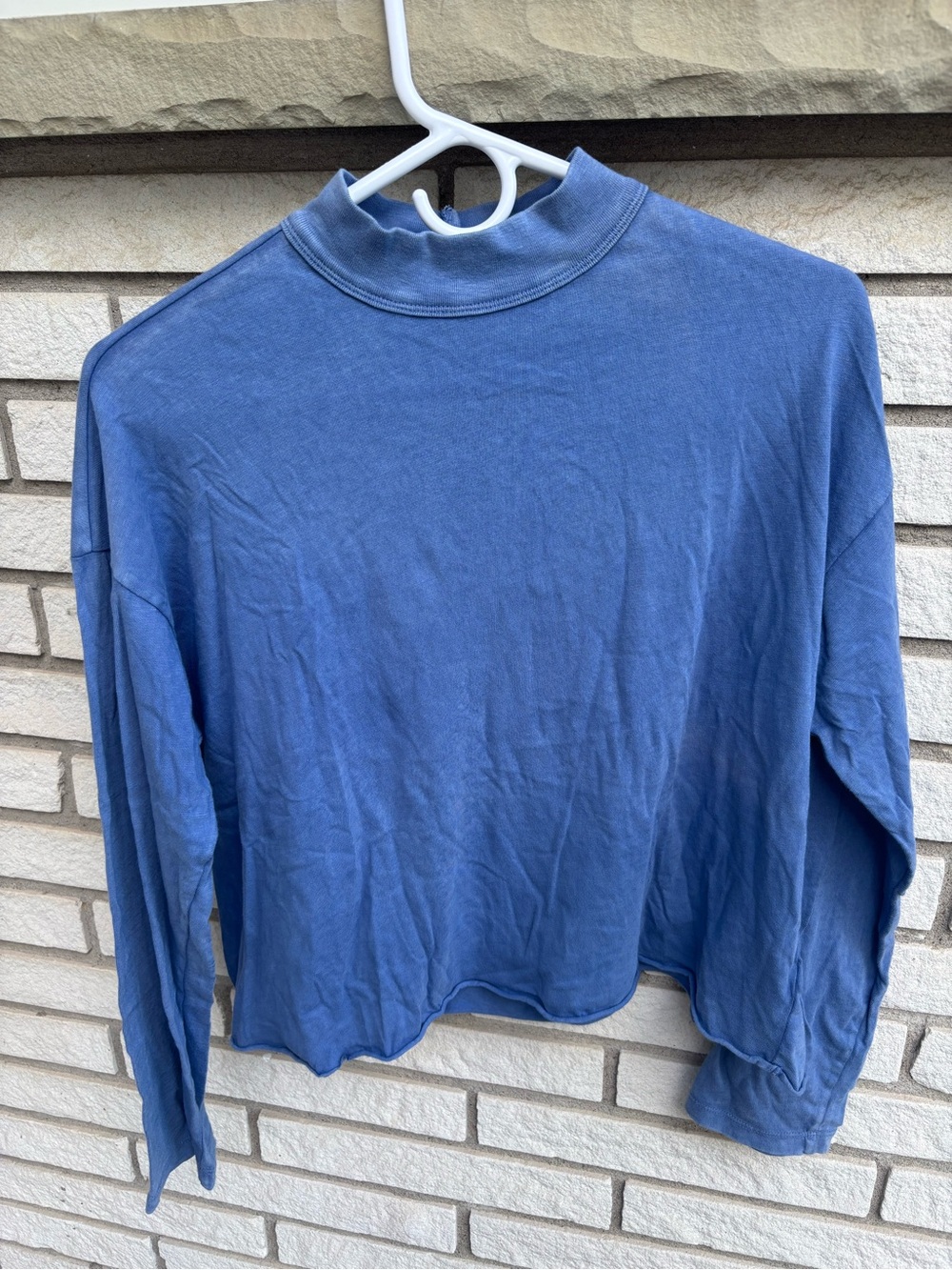 Aerie Somber Navy Mockneck Cropped Long Sleeve T-Shirt Size S 5495-2185
